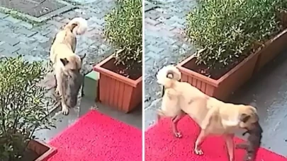 Anne köpek yavrusunu veteriner kliniğine getirdi