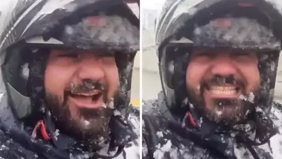 Karlı havada motokuryeyi şoke eden istek