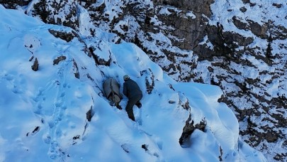 Gizlenmek için avladığı keçinin yanına uzanan kaçak avcı drona yakalandı