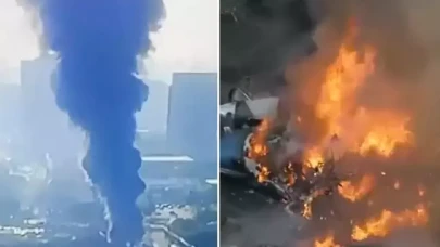 Uçak trafikteki araçların üzerine düştü!