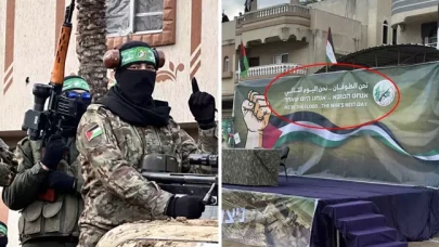 Trump'ın  planına esir takasında asılan pankartla yanıt verdiler!