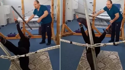 Tedavi değil resmen işkence! Hastayı çamaşır gibi gerdi