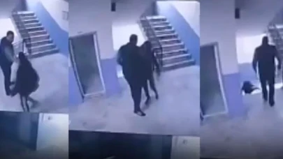 Okulda skandal görüntüler! Otizmli öğrenciyi merdivenden fırlattı