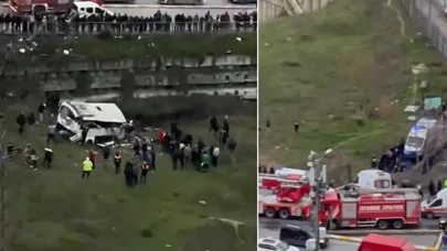 Esenyurt'ta servis aracı şarampole yuvarlandı! Ölü ve yaralılar var