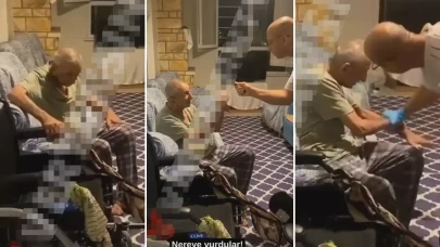 Eldiven takarak yaşlıya şiddet uyguladı! Huzurevindeki görüntüler infial yarattı