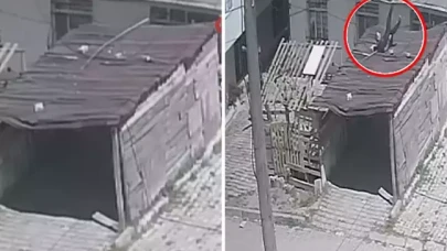 Deprem sırasında panikleyen bir vatandaş camdan garaja atladı