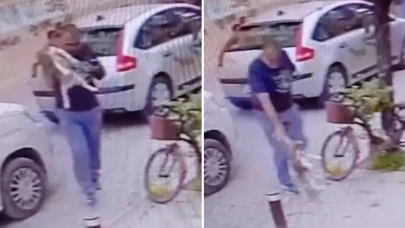 Köpeği yere atıp, boğazını sıktı; o anlar kamerada