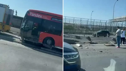 Haliç Köprüsü'nde metrobüs vinci kaza yaptı!