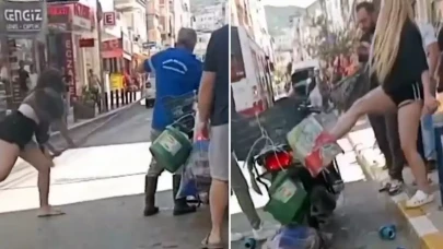 Genç kızlar terör estirdi! Belediye çalışanını sokak ortasında fırçayla dövdüler