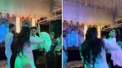 Gelin ve damat birbirine girdi, düğünde ortalık savaş alanına döndü