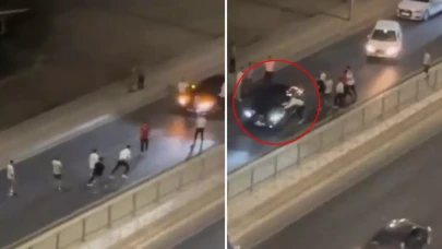 Şehir eşkıyaları, aracın önünü kesip hamile kadına saldırdı