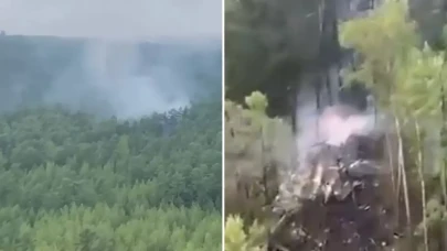 Rusya'da düşen uçağın enkazından ilk görüntüler