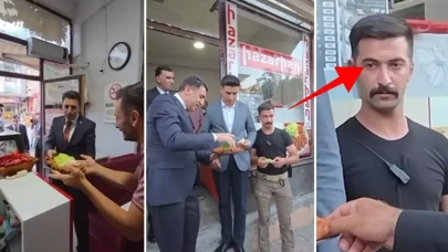 Tunceli Valisi Aygöl'ün esnaf ziyaretine damga vuran an! Korumanın bakışı...