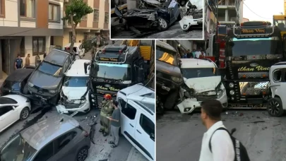 Kontrolden çıkan vinç 23 aracı biçti, binalara zarar verdi