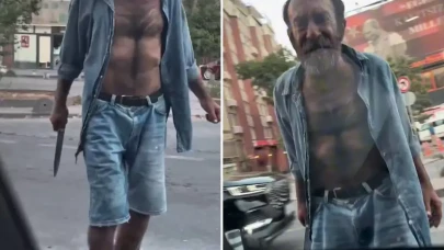 İstanbul'da elinde bıçakla yoldan geçen araca böyle saldırdı