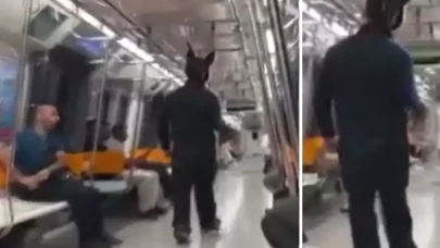 Üstünde tavşan kostümü, elinde oyuncak tüfekle metroya binen şahıs gözaltına alındı