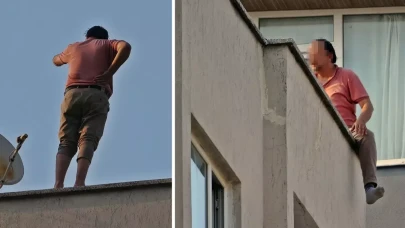 Eşine verilen karara kızan adam çatıya çıktı!