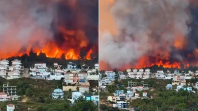Antalya'daki orman yangını yerleşim yerlerine ulaştı! Villalar tahliye edildi, elektrikler kesildi