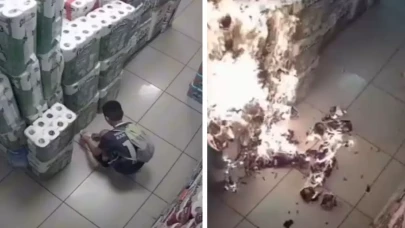 10 yaşındaki çocuk tuvalet kağıdı reyonunu ateşe verdi!