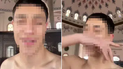 Camide skandal hareket: Yarı çıplak halde küfürlü şarkı söyledi, gözaltına alındı