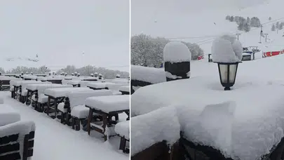 Uludağ’da nisan sonunda sürpriz kar yağışı zirve yeniden beyaza büründü