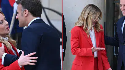 Macron'dan Meloni'yi şaşırtan öpücük