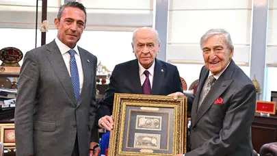 MHP lideri Bahçeli, Rahmi Koç ve Ali Koç’u kabul etti: 100. yıl davetiyesi takdim edildi