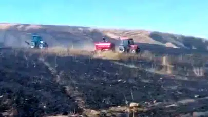 Siirt'te hasat sırasında yangın çıktı: 50 dönüm buğday ekili alan zarar gördü