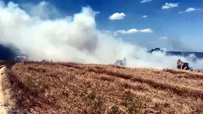 Tekirdağ'da tarla yangını: 200 dekar alan zarar gördü
