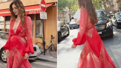 Melisa Aslı Pamuk’tan Paris Moda Haftası’nda cesur kırmızı tercih