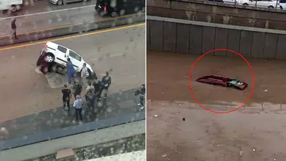 Ankara’da sağanak felaketi! Yol çöktü, araçlar suda kaldı