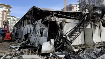 İnşaat işçilerinin kaldığı alanda korkutan yangın