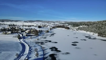 Bostancılar Göleti buz tuttu: Görenler hayran kaldı