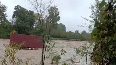 Sakarya'da ahşap evler sele kapıldı: Kanlıçay Deresi taştı