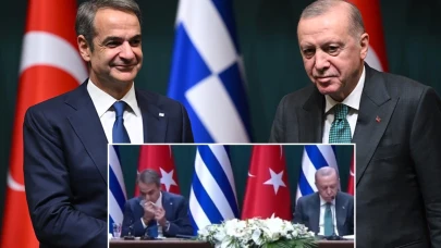 Miçotakis Cumhurbaşkanı Erdoğan'ın yanında yaptığı hareketle tepki çekti