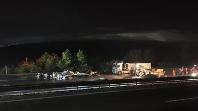 Bolu'da TIR ile kamyon çarpıştı: 1 Yaralı