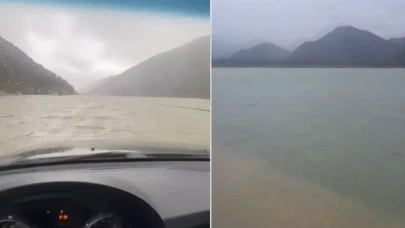 Saatlerdir dehşeti yaşıyorlar! Burası göl değil iki ili birbirine bağlayan kara yolu