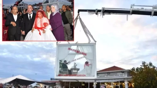 Muğla'da sıradışı düğün: Gelin ve damat cam vitrinde şehir turu yaptı