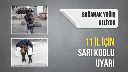 11 İl için sarı kodlu uyarı: Sağanak yağış geliyor...