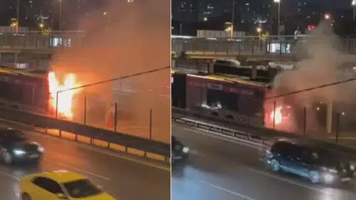Kağıthane'de metrobüste yangın çıktı: Yolcular tahliye edildi