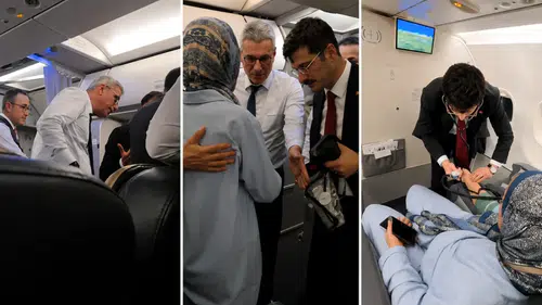 Bakan Memişoğlu uçakta rahatsızlanan yolcuya müdahale etti
