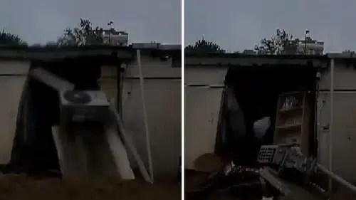 Ayazağa'da sel suları iş yerinin duvarını yıktı: O anlar kameraya yansıdı