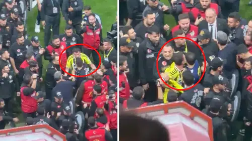 Derbi sonrası Mert Hakan Yandaş ile polis arasında gerginlik! O anlar gündem oldu