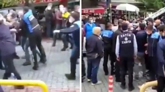 İBB ve Fatih zabıtaları birbirine girdi: Tekme ve yumruklar havada uçuştu