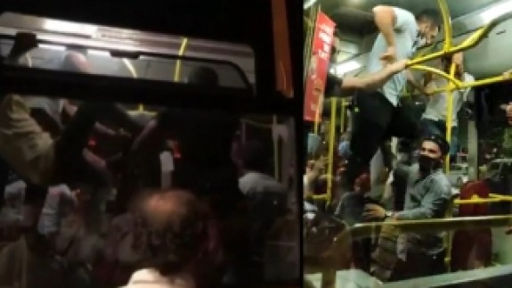 İstanbul'da otobüste maske kavgası: Tekmeler havada uçuştu!