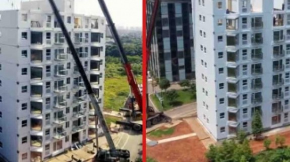 Çinli bir şirket,  28 saatte 10 katlı koca binayı böyle inşa etti