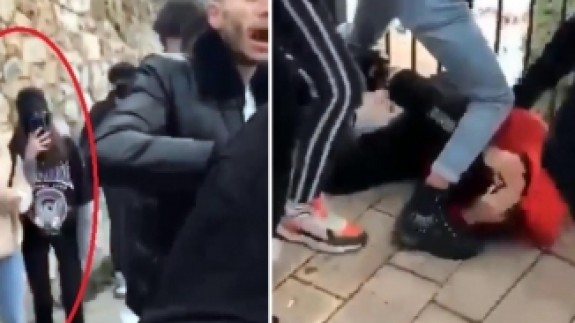 Gençlik nereye gidiyor? Erkekler kavga etti,  kızlar kameraya çekip ‘vurun’ diye tezahürat yaptı