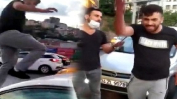 İstanbul'da maganda,  kadın sürücüye ve aracına saldırdı