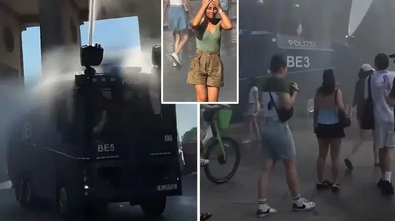 Berlin polisinden aşırı sıcaklara karşı TOMA'lı çözüm: Vatandaşlar serinledi
