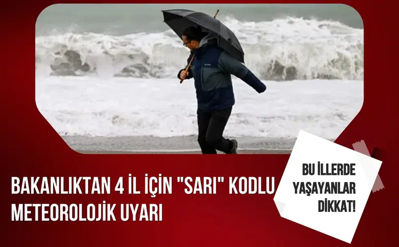 Bakanlıktan 4 il için sarı kodlu uyarı kuvvetli yağış ve toz taşınımına dikkat